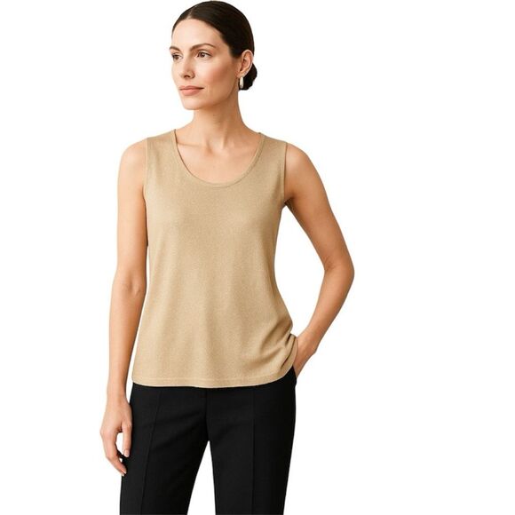 Ming Wang Metallic Gold Shimmer Tank Shell Top Plus Size 3X - Picture 1 of 10